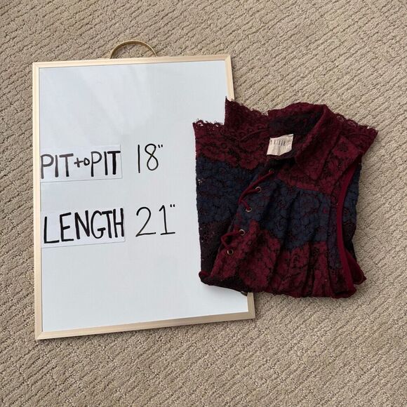 Anthropologie Moon River Top Womens Small Red Blue Black Lace Whimsigoth Y2K - Picture 10 of 10